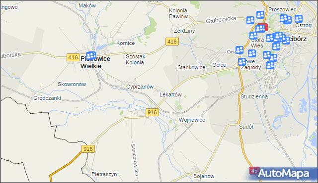 mapa Lekartów, Lekartów na mapie Targeo