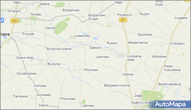 mapa Leonowo gmina Osięciny, Leonowo gmina Osięciny na mapie Targeo