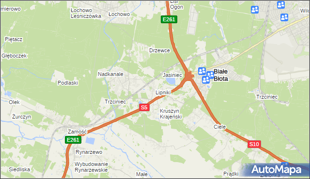 mapa Lipniki gmina Białe Błota, Lipniki gmina Białe Błota na mapie Targeo
