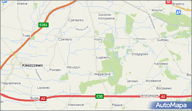 mapa Ługowiny, Ługowiny na mapie Targeo
