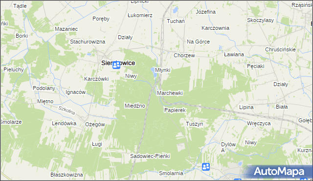 mapa Marchewki gmina Siemkowice, Marchewki gmina Siemkowice na mapie Targeo