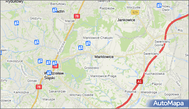 mapa Marklowice, Marklowice na mapie Targeo