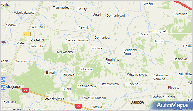 mapa Marysin gmina Dalików, Marysin gmina Dalików na mapie Targeo