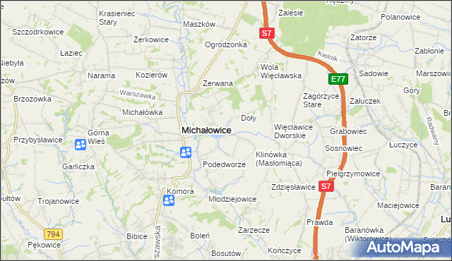mapa Masłomiąca, Masłomiąca na mapie Targeo