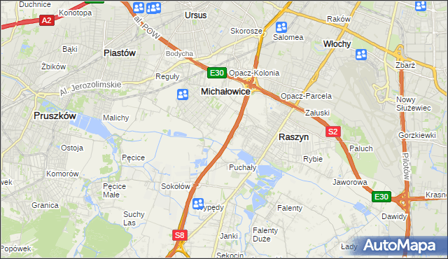 mapa Michałowice-Wieś, Michałowice-Wieś na mapie Targeo