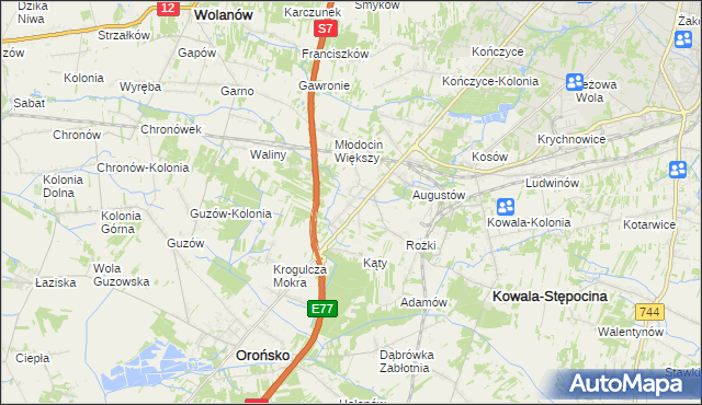 mapa Młodocin Mniejszy, Młodocin Mniejszy na mapie Targeo