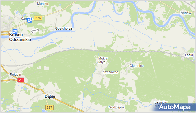 mapa Mokry Młyn, Mokry Młyn na mapie Targeo
