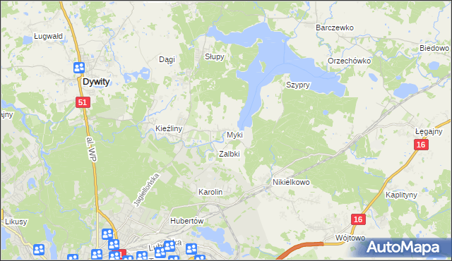 mapa Myki, Myki na mapie Targeo