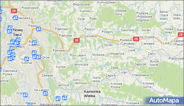 mapa Mystków, Mystków na mapie Targeo