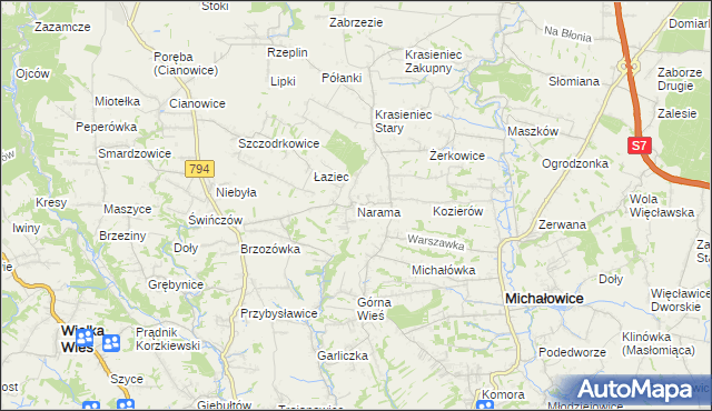 mapa Narama, Narama na mapie Targeo