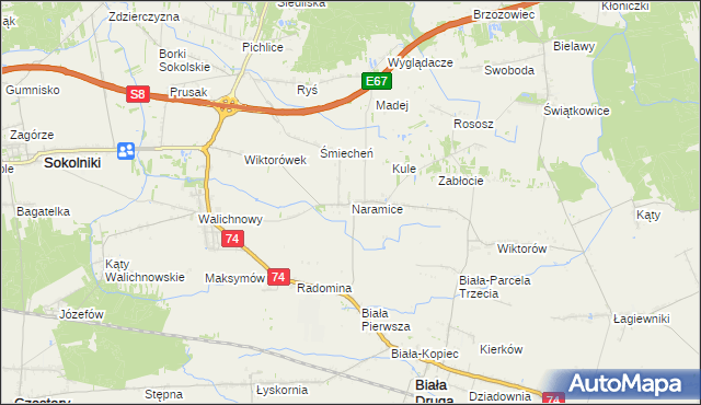 mapa Naramice, Naramice na mapie Targeo