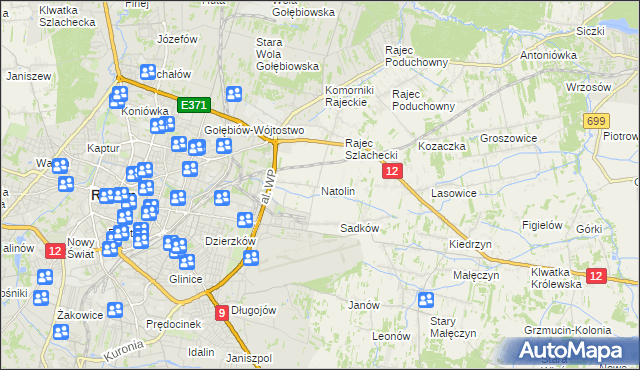 mapa Natolin gmina Jedlnia-Letnisko, Natolin gmina Jedlnia-Letnisko na mapie Targeo