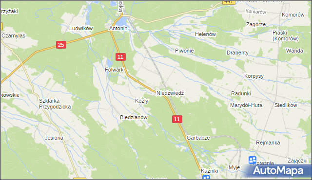 mapa Niedźwiedź gmina Ostrzeszów, Niedźwiedź gmina Ostrzeszów na mapie Targeo