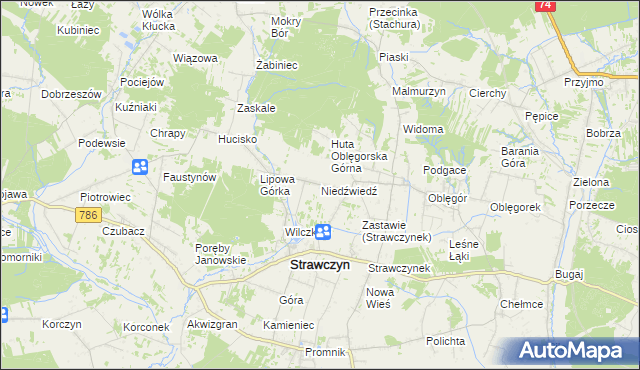mapa Niedźwiedź gmina Strawczyn, Niedźwiedź gmina Strawczyn na mapie Targeo