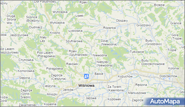 mapa Niewodna, Niewodna na mapie Targeo