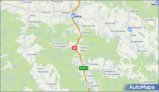 mapa Nowa Wieś gmina Dukla, Nowa Wieś gmina Dukla na mapie Targeo