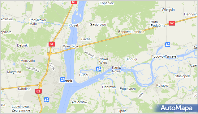 mapa Nowa Wieś gmina Serock, Nowa Wieś gmina Serock na mapie Targeo