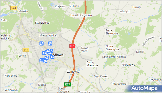 mapa Nowa Wieś gmina Szydłowo, Nowa Wieś gmina Szydłowo na mapie Targeo
