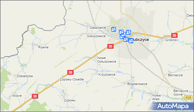 mapa Nowe Gołuszowice, Nowe Gołuszowice na mapie Targeo