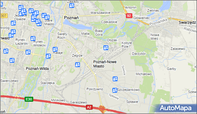 mapa Nowe Miasto gmina Poznań, Nowe Miasto gmina Poznań na mapie Targeo