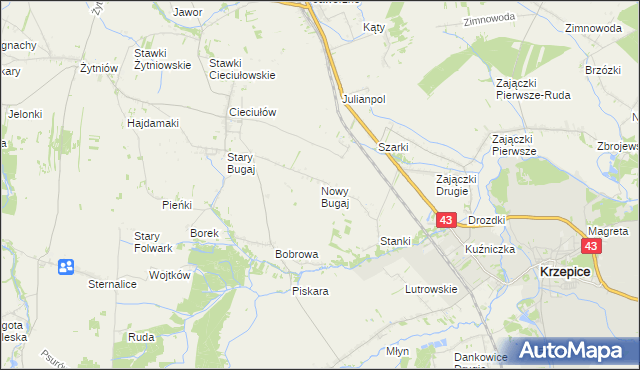 mapa Nowy Bugaj, Nowy Bugaj na mapie Targeo