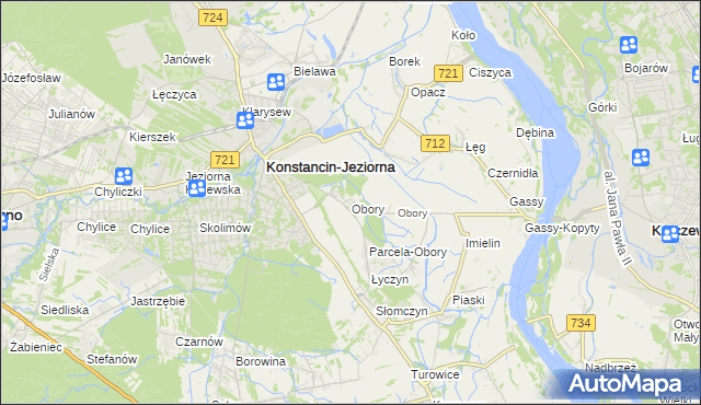 mapa Obory gmina Konstancin-Jeziorna, Obory gmina Konstancin-Jeziorna na mapie Targeo