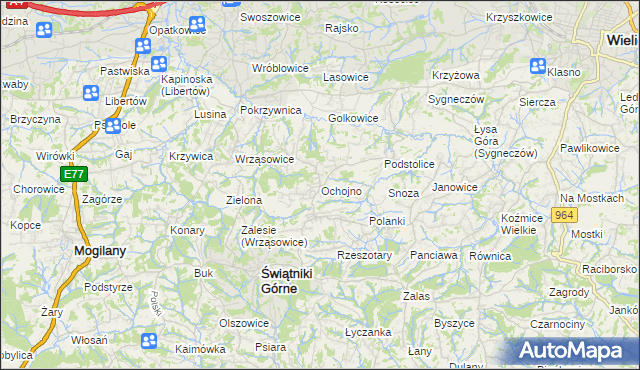 mapa Ochojno, Ochojno na mapie Targeo