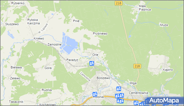 mapa Orle gmina Wejherowo, Orle gmina Wejherowo na mapie Targeo