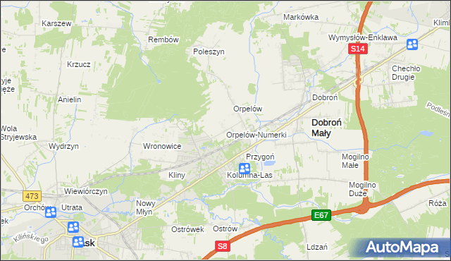 mapa Orpelów-Numerki, Orpelów-Numerki na mapie Targeo