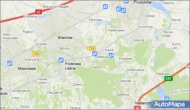 mapa Otrębusy, Otrębusy na mapie Targeo