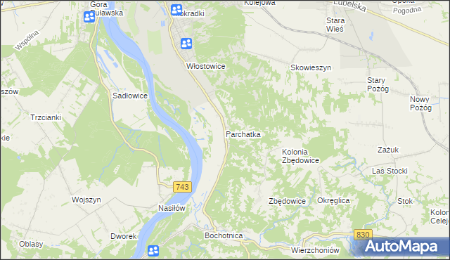 mapa Parchatka, Parchatka na mapie Targeo