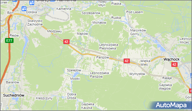 mapa Parszów, Parszów na mapie Targeo