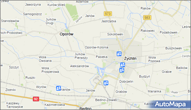mapa Pasieka gmina Żychlin, Pasieka gmina Żychlin na mapie Targeo