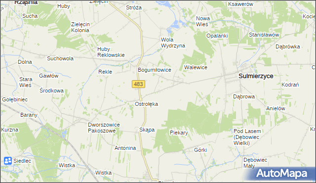 mapa Piekary gmina Sulmierzyce, Piekary gmina Sulmierzyce na mapie Targeo
