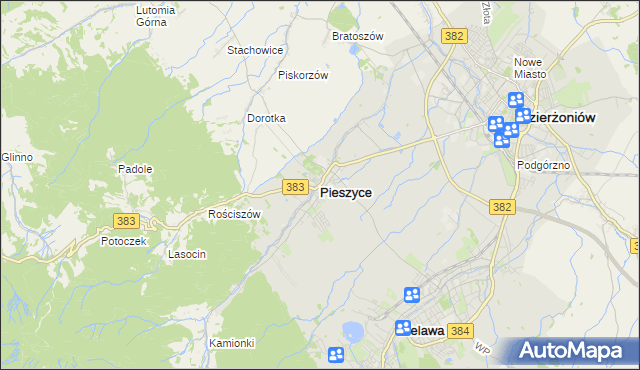 mapa Pieszyce, Pieszyce na mapie Targeo