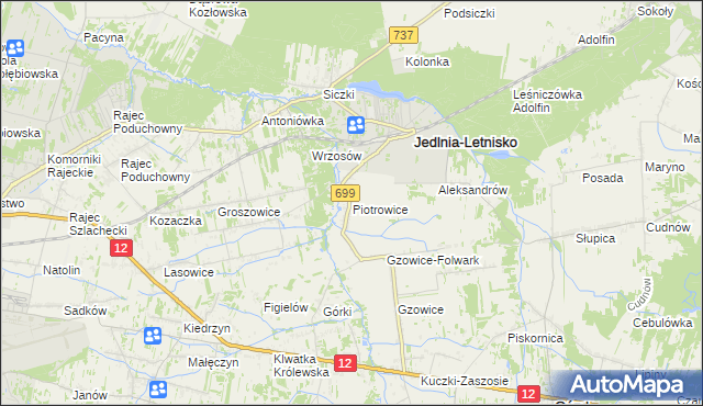 mapa Piotrowice gmina Jedlnia-Letnisko, Piotrowice gmina Jedlnia-Letnisko na mapie Targeo