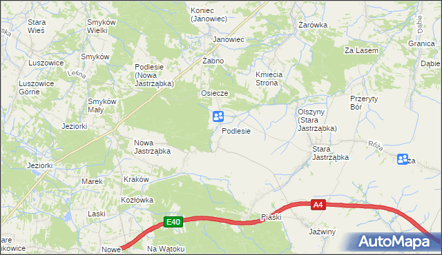 mapa Podlesie gmina Czarna, Podlesie gmina Czarna na mapie Targeo