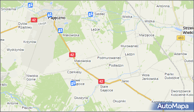 mapa Podmurowaniec, Podmurowaniec na mapie Targeo