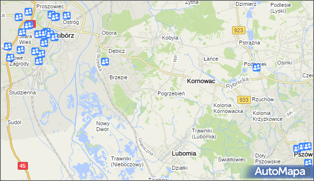 mapa Pogrzebień, Pogrzebień na mapie Targeo