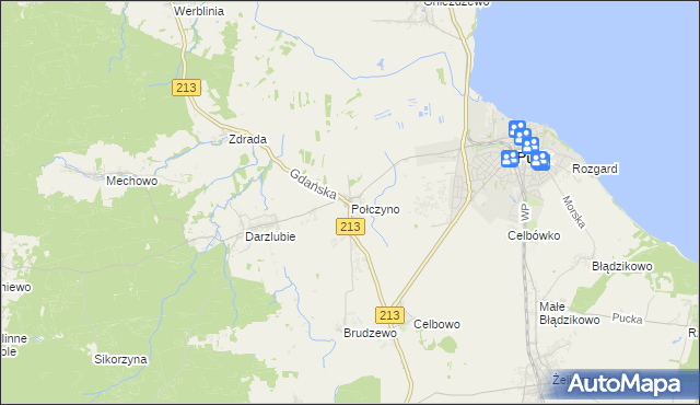 mapa Połczyno gmina Puck, Połczyno gmina Puck na mapie Targeo