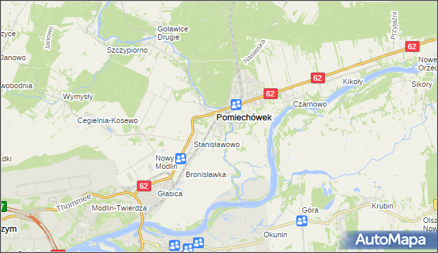 mapa Pomiechowo, Pomiechowo na mapie Targeo