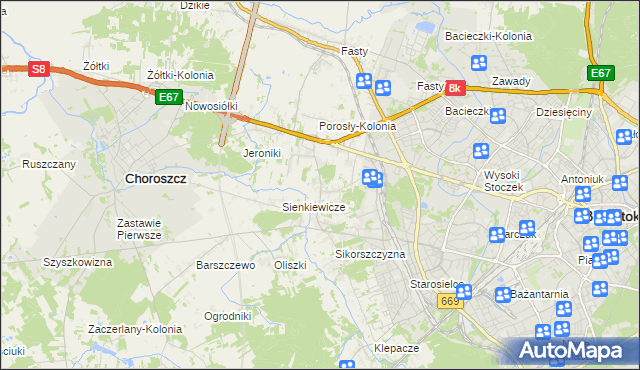 mapa Porosły, Porosły na mapie Targeo