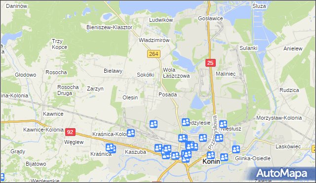mapa Posada gmina Kazimierz Biskupi, Posada gmina Kazimierz Biskupi na mapie Targeo