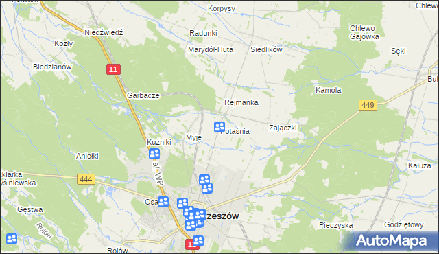 mapa Potaśnia gmina Ostrzeszów, Potaśnia gmina Ostrzeszów na mapie Targeo