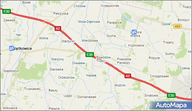 mapa Powodów Trzeci, Powodów Trzeci na mapie Targeo