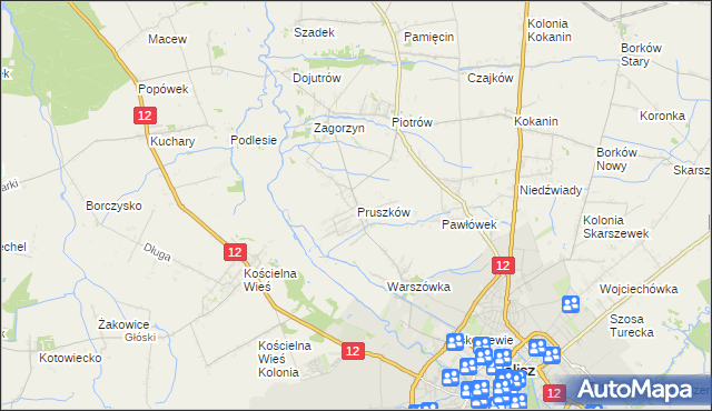 mapa Pruszków gmina Blizanów, Pruszków gmina Blizanów na mapie Targeo