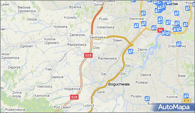 mapa Racławówka, Racławówka na mapie Targeo