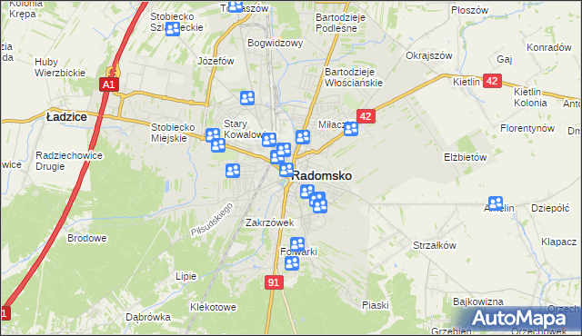 mapa Radomsko, Radomsko na mapie Targeo