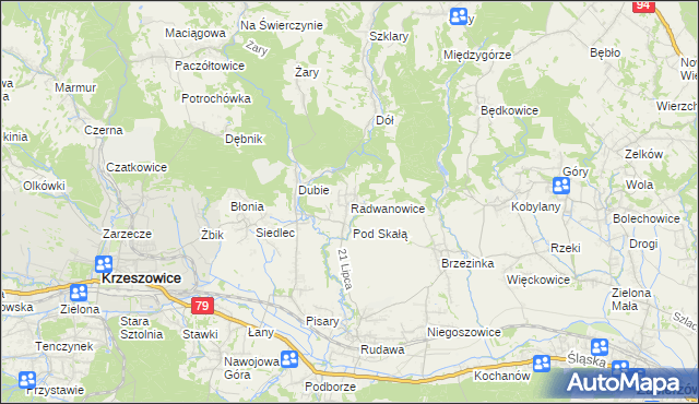 mapa Radwanowice, Radwanowice na mapie Targeo