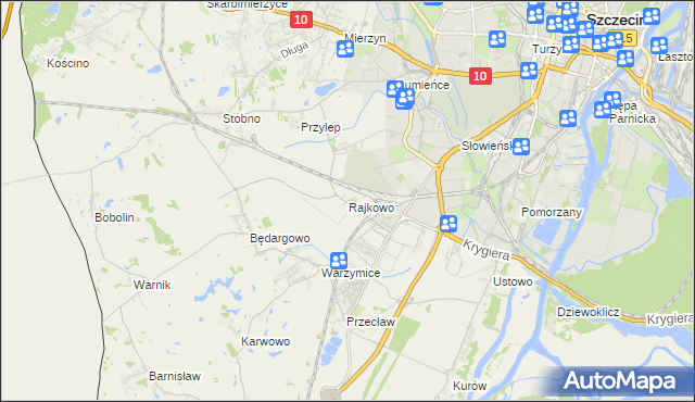 mapa Rajkowo, Rajkowo na mapie Targeo